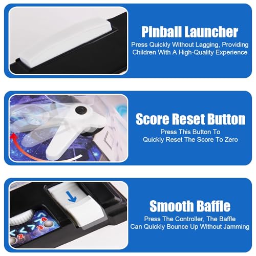 Retro Electronic Tabletop Pinball Game Machine with Lights Sounds and Scoreboard Portable Pinball Machine Mini Desktop Ball Shooting Toy