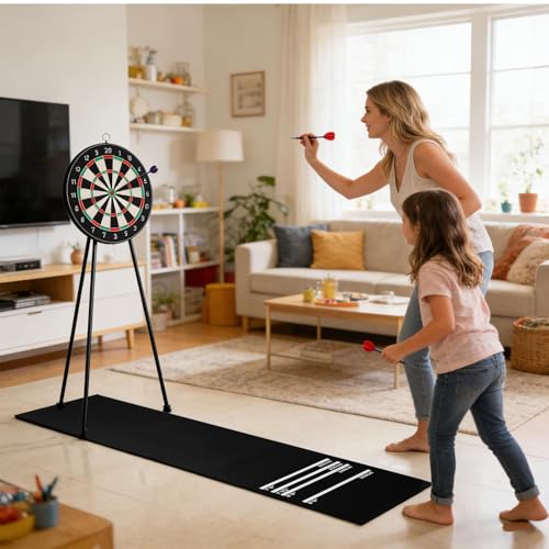 Genérico Dartboard Floor Mat, Protects Floors, Non-Slip, Dart Floor Protector for Men, Women, Family, Outdoor, Game Room, Bar, - size: A