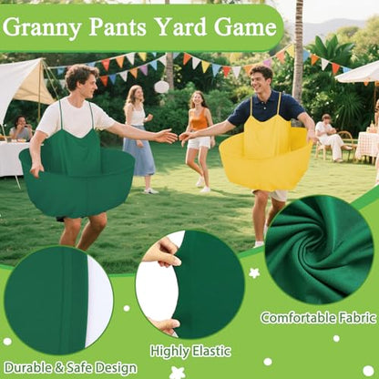 Granny Pants Yard Game Granny Pants Game with Strap Giant Yard Pant Toss Game Outdoor Party Game Granny Pants Outdoor Game with Bouncy Balls and Pump for Family Reunion Day Backyard Gatherings - color: Green Gold