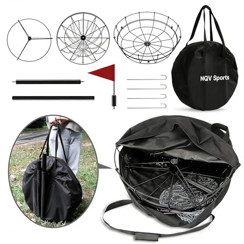 NQV PRO Disc Golf Basket,Heavy Duty 24 Chain Portable Target with Transit Bag, Outdoor/Indoor - size: 50in-Black