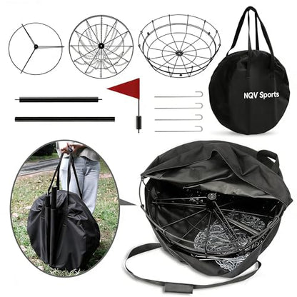 NQV PRO Disc Golf Basket,Heavy Duty 24 Chain Portable Target with Transit Bag, Outdoor/Indoor - size: 50in-Black