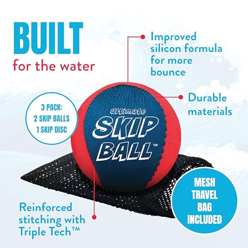 Activ Life The Ultimate Water Skip Balls, Water Bouncing Ball for Swimming Pool, Beach Toys for Friends, Family, Kids and Adults - style: Red/Blue