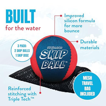 Activ Life The Ultimate Water Skip Balls, Water Bouncing Ball for Swimming Pool, Beach Toys for Friends, Family, Kids and Adults - style: Red/Blue