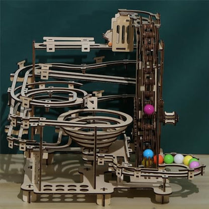 3D Wooden Puzzles Marble Run Set - Time Traveler Mechanical Model Kits with Motor, Brainteaser and Puzzle for Christmas/Birthday,Gifts for Adults and Teens to Build Combination - style: Time Traveler