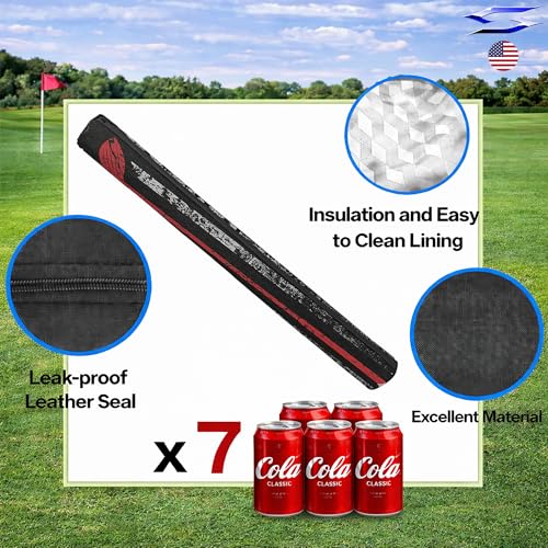 Polar Caddy Insulated Golf Bag Cooler Sleeve – Discreet 7 Can Beverage Chiller Full Length Zipper Adjustable Shoulder Strap Hidden Golf Cooler Bag Fits Most Cart Standard Bags - color: Distressed Golf Flag