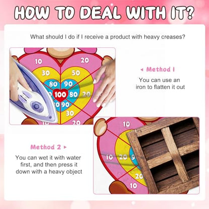 Valentine Gift for Kids, Pink Cartoon Dwarf Dart Board with 12 Sticky Balls Valentines Games, Large Kids Valentines Day Gifts for Boys Girls Toddlers, Valentines Games for Kids Party Classroom - style: Valentine's Day