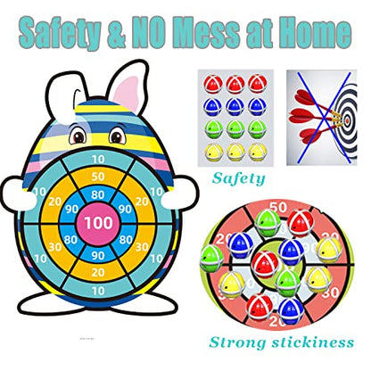 Easter Basket Stuffers,30" Bunny Dart Board with 12 Sticky Balls,Easter Eggs Filled,Easter Theme Party Favor,Easter Gifts for Boys Girls - Outdoor Indoor Kids Toys-Easter Decor Decorations