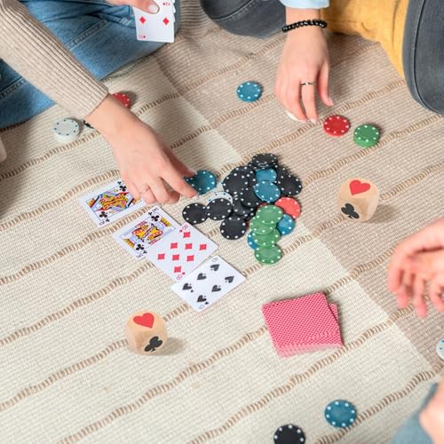 Large Trump Marker Dice Set 1.57'', 2pcs Wooden Euchre Cube with Black Velvet Storage Bag, Trump Indicator for Euchre, Pinochle Bridge Poker and More, Great Gift for Card Game Enthusiasts (2)