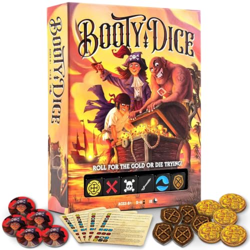 Messy Table Games Booty Dice Pirate Dice Game | Quick party night game for adults and kids, fast-paced strategy tabletop play, family entertainment ages 8+