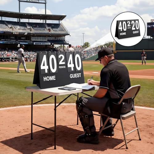 Soulchen Extra Large Baseball Scoreboard, 26 x 18 Inch Portable Flip Score Board with Storage Bag, Foldable Tabletop Score Keeper with Large Numbers for Baseball Basketball Volleyball Tennis