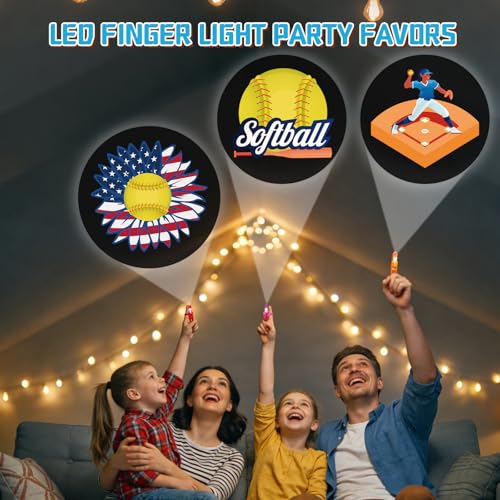36 Pack Softball Party Favors LED Finger Lights for Kids, Glow in the Dark Softball Birthday Party Supplies, Goodie Bag Stuffers, Classroom Rewards Prizes Gifts - style: Softball