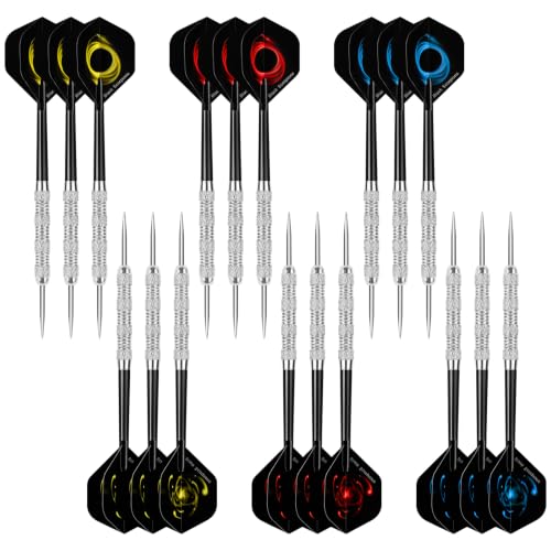 Accmor Metal Tip Darts, Steel Tip Darts, 14 Grams Professional Metal Darts, Darts Metal Tip Set, Metal Darts for Dartboard - color: Phantom Trace-Silver, style: 18 pack