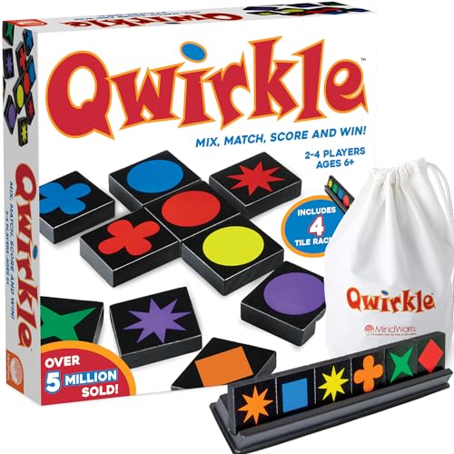 MindWare Qwirkle with Trays Board Game for Kids Ages 6+ Strategy Tile Game for Family Game Night 2-4 Players with 108 Wooden Tiles and 4 Trays - style: Qwirkle with Trays