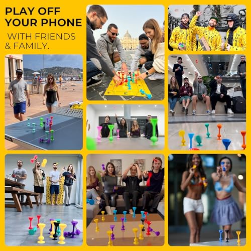 TOSSIT Game Suction Cup Darts, Toss Game Perfect Family and Party, Silicone Throwing Game for Backyard, Indoor and Outdoor Fun, Starter Pack - color: Blue Yellow