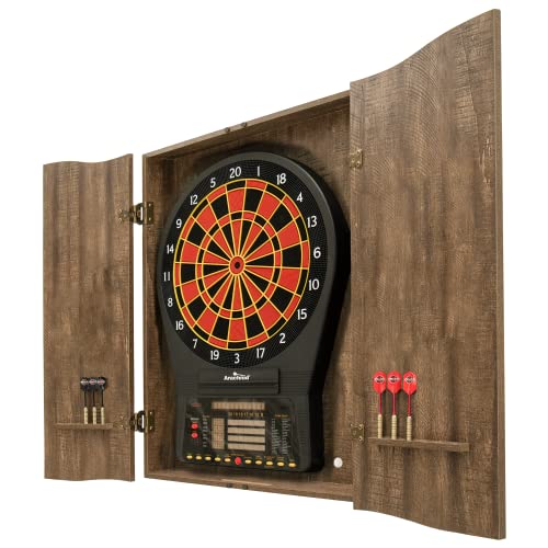 DMI Sports MI Sports Brown CricketPro Dartboard Cabinet | Designed for Arachnid 15.5” CricketPro 900, 800, 750, 650 Electronic Dartboards | Does Not Include Dartboard