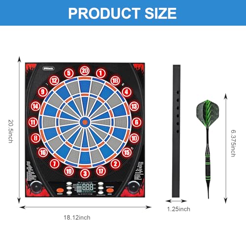 Electronic Dartboard, Dual Speakers with Automatic Voice Announcing Score, High Definition LCD Display, Includes 12 Soft Tip Darts, Suitable for Family Gatherings Bar Entertainment - style: with lamp