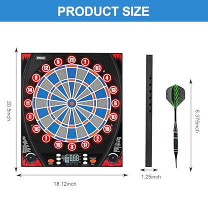 Electronic Dartboard, Dual Speakers with Automatic Voice Announcing Score, High Definition LCD Display, Includes 12 Soft Tip Darts, Suitable for Family Gatherings Bar Entertainment - style: with lamp