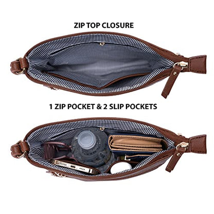 Solene Crossbody Bag Functional Multi Pocket Messenger Purse Top Zip Closure Shoulder Handbag With Adjustable Strap - color: Coffee