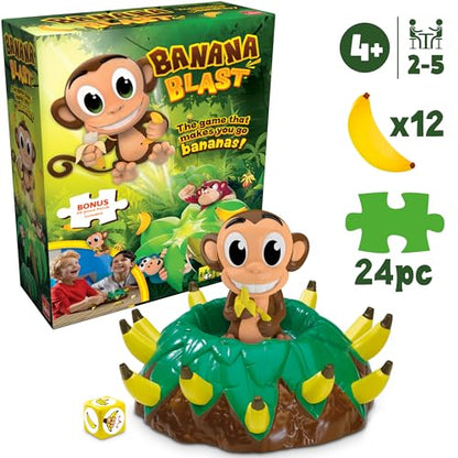 Goliath Banana Blast - Pull The Bananas Until The Monkey Jumps Game - Includes a Fun Colorful 24pc Puzzle by Goliath , Green