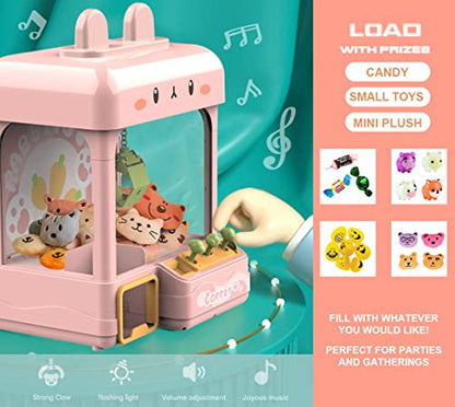 cxjoigxi Large Claw Machine for Kids Adults with Prizes, Adjustable Sound & Light, Mini Vending Machine, Electronic Arcade Crane Game, Candy Dispenser Toy for Girls Birthday Gifts - Bunny