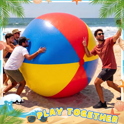 8.2 FT Giant Inflatable Beach Ball Jumbo Rainbow Beach Ball Extra Large Pool Balls for Summer Swimming Pool Party Yard Lawn Garden Decor
