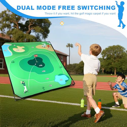 70"x70" Sticky Golf Chipping Game with Hitting Mat & 20 Balls, Portable Backyard Golf Practice Set for Adults & Family, Indoor Outdoor Training & Fun