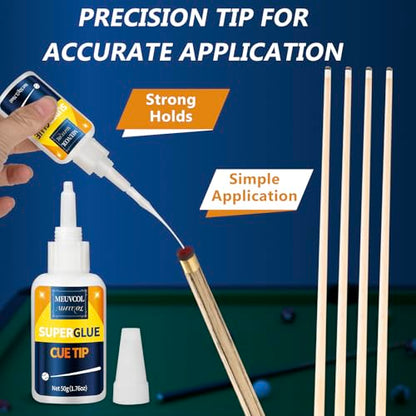 Pool Cue Tip Glue 100g, Quick Dry Billiard Cue Tip Glue for Pool Stick, Heavy Duty Super Adhesive for Snooker Cue, Pool Cue Accessories - No Tip Clamp Needed - size: 100g