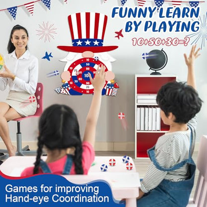 Seenelling 250 Anniversary Games Set 4th of July Patriotic Dart Board Games with 6 Sticky Ball Independence 1776-2026 American Day Party Favor for Red White and Blue Throwing Outdoor(Top Hat)