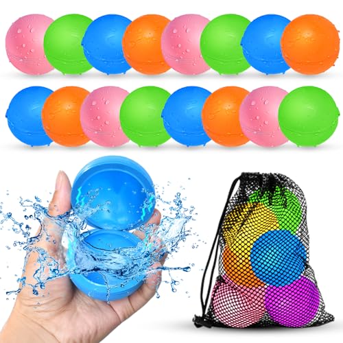 16Pcs Reusable Water Balloons for Kids, Pool Beach Water Toys for Boys and Girls, Summer Toy for Outdoor Games - size: 16 PCS