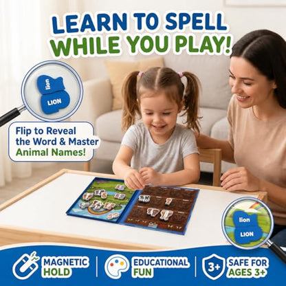Travofun Noah's Ark Toy 4-in-1 Magnetic Travel Game for Kids, Fishing Game, Animal Matching Pairs & Word Learning, Screen-Free Busy Book, Christian Gifts Ages 3+ - style: Noah’s Ark Game