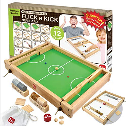 Big Flick n Kick: Wooden Multi Tabletop Indoor Portable Board Games for Kids and Family - style: FLICK n KICK Deluxe