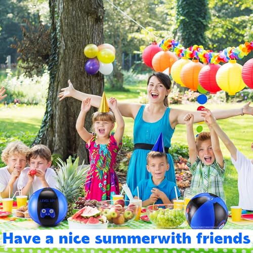 3 Pcs 12 Inch Inflatable Video Games Beach Balls for Kids Video Games Birthday Party Favor Decorations Pool Toy PVC Beach Ball - style: Video Game
