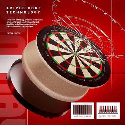 WINMAU Blade 360 Dartboard – Triple Core Carbon with Full Rotation System for Maximum Durability & Scoring Precision, Self-Healing Sisal, Rota-Lock Setup