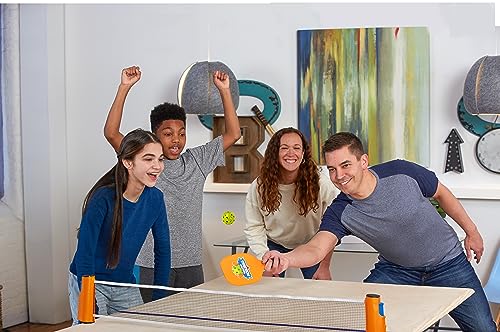 Buffalo Games Tabletop Pickleball Set - 4 Paddles & 3 Balls - Pickleball Set with Net Fits Tables up to 6 ft - Indoor Tabletop Game for Family & Friends - Kids Kit with Kitchen Zone