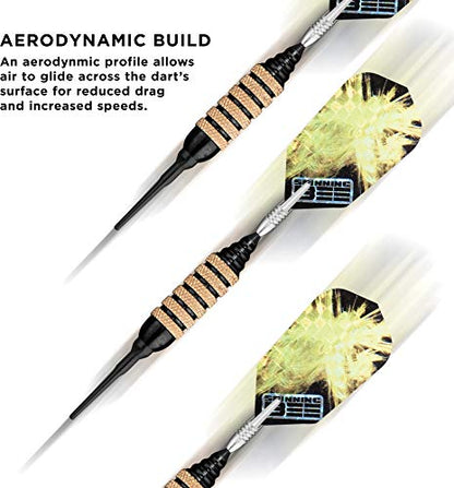 Viper Spinning Bee Soft Tip Darts with Casemaster Storage/Travel Case, 16 Grams - color: Black