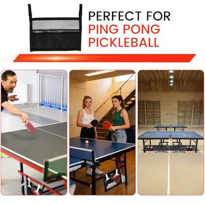 Premium Ping Pong Paddle Holder and Ball Holder Set - Under Table Tennis Racket Storage Case with Mesh Bag & Adjustable Straps, Easy Install Hanging Rack Organizer for Paddles and Balls