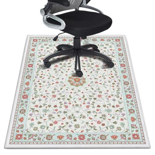 Office Chair Mat for Hardwood Floor 36"X 48" Heavy Duty Desk Chair Rug for Under Gaming Rolling Chairs Computer Decor Protect Mats Low Pile Non-Slip Rubber for Carpet & Tile Floor-Boho Lace - color: Floral Lace, size: 36"X 48"