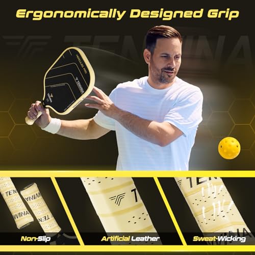 TENVINA Pickleball Paddles, Thermoformed T700SC Carbon Fiber Pickleball Paddle, Pickle Ball Paddle USAPA Approved with Dominant Power and Larger Sweet Spot - color: PRO-Carbon-Wider-16MM Control