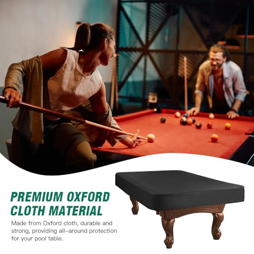 Pool Table Cover Oxford Cloth with PVC Coating Waterproof and Silver Coated for Outdoor Ping Pong Table Cover Drawstring Design Lightweight Black