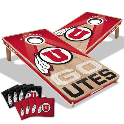 YouTheFan NCAA 2' x 4' Slogan Series Professional Wood Cornhole Game with Logo Bags - color: Utah Utes