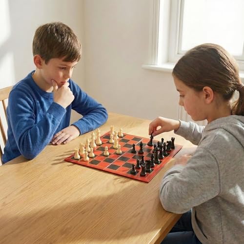3-in-1 Chess, Checkers & Tic-Tac-Toe Game Set – Double-Sided Folding Board – Staunton Style Pieces & Interlocking Checkers – Classic Strategy Family Board Game for Kids & Adults - style: 3-in-1 Chess Checkers Tic-Tac-Toe Set