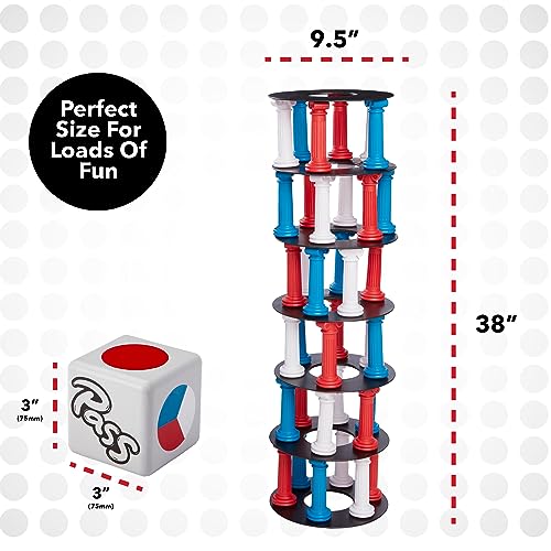 NSG Giant Tumbling Tower Game - Classic Stacking Game, 36 Colorful Pieces, Foam Dice, and Travel Storage Bag - Party Game for Friends and Family Ages 5 and up