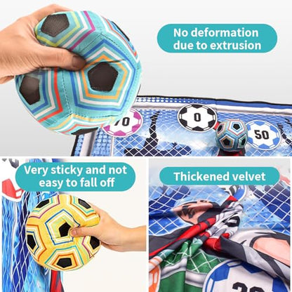 Soccer Ball Game Mat Set, Sticky Soccer Ball Indoor Target Toss Party Game, Sports Toys and Gift for Kids Boys Girls for 3 4 5 6 7 8 Year Old Boy Toys Birthday