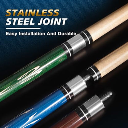 Pool Stick Set of 4, Pool Sticks for Adults, 4 Pool Cues Billiard Set, 58inch Billiard Cue with Maple Wood for Professional Billiard Players - 18oz, 19oz, 20oz, 21oz - color: B01