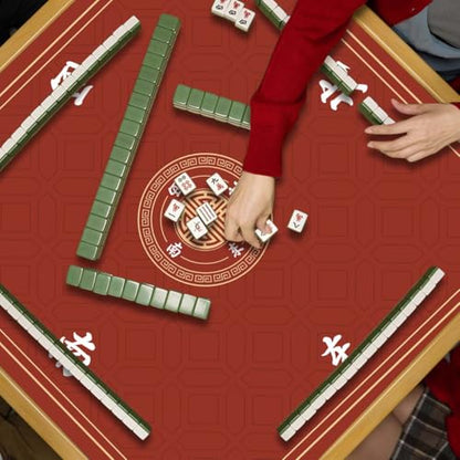 Mahjong Mat, Non-Slip Noise Reducing Game Mat, 31.5 Inch Mahjong Table Mat,Mahjong Mat with Cloth Bag and Carton Storage,Suitable for Mahjong, Dominoes, Solitaire and Other Games. (Red) - color: Red
