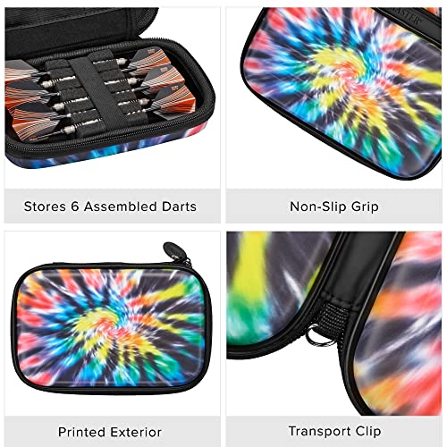 Casemaster by GLD Products Sentinel 6 Dart Case, Holds Extra Accessories, Tips, Shafts and Flights, Compatible with Steel Tip and Soft Tip Darts, Impact & Water Resistant Tactech Shell, Tie Dye - color: Tie Dye