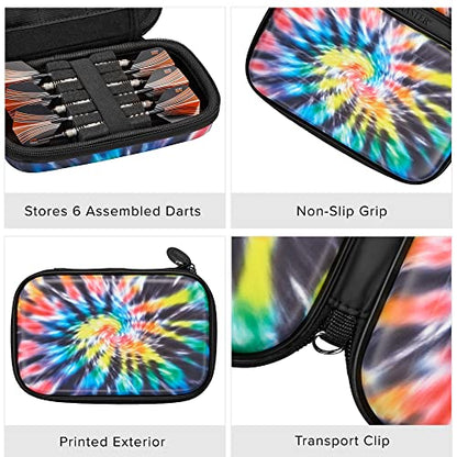Casemaster by GLD Products Sentinel 6 Dart Case, Holds Extra Accessories, Tips, Shafts and Flights, Compatible with Steel Tip and Soft Tip Darts, Impact & Water Resistant Tactech Shell, Tie Dye - color: Tie Dye