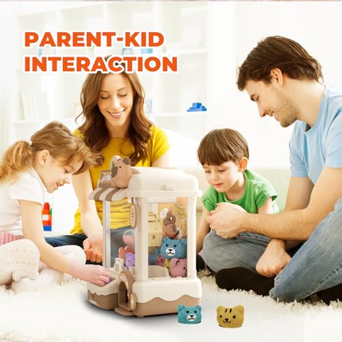 Capybara Claw Machine for Kids, Arcade Prize Grabber with Plush Toys and Capsules, 3-Joystick Coin-Style Controls, Lights and Music, Gift for Ages 3 and Up - style: Capybara