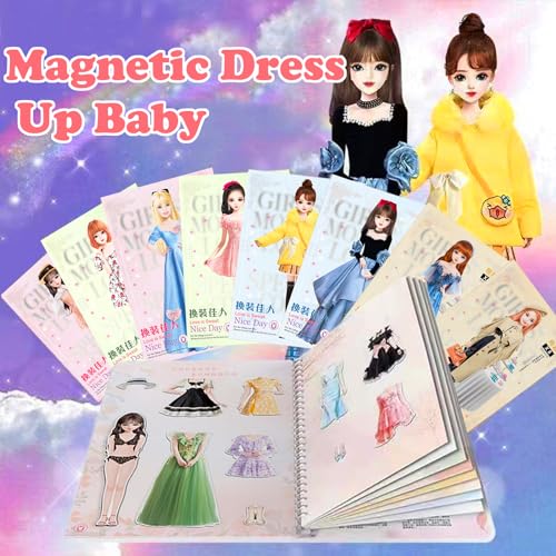 Magnetic Princess Dress Up Paper Doll Pretend Play Toys Magnet People Clothes Puzzles Game for 3+ Year Old Girls Toddler,Preschool Learning Created Imagine Set Birthday Gift (B Set) - style: B Set