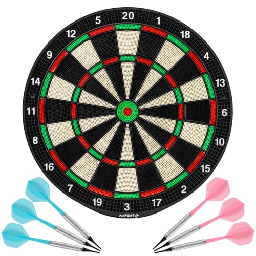 PINPOINT Soft Tip Dartboard | for Home Use with 6 Soft Tip Darts - Lightweight ABS Plastic Board - Optional Premium Soft Tip Darts - style: Soft Tip Darts